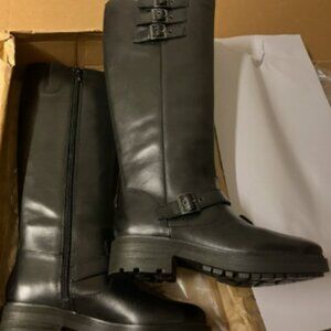 Lucky Brand Size 7 M Black Leather Knee High Riding Boots NEW $219 Citere Moto